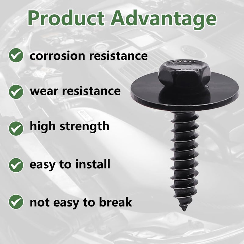 Bemaka 30Pcs M4.2 Automotive Body Bolt & U-Nut Clips Kit, Multipurpose Fender Bolts Body Fastener Clips for Most Cars Bumper Engine Splash Shield - Image 5